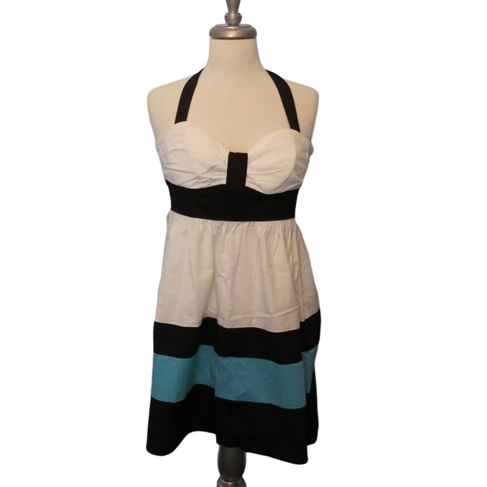 TRIXXI Halter Strapless Dress Size 5 Jr Black/Blue Summer Beach Party Vacation
